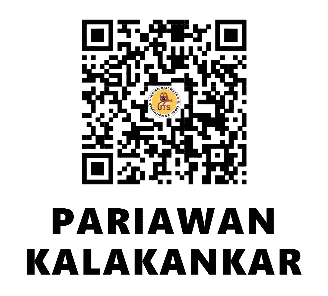 UTS QR Code for PARIAWAN KALAKANKAR - PQN (NR - UTTAR PRADESH)